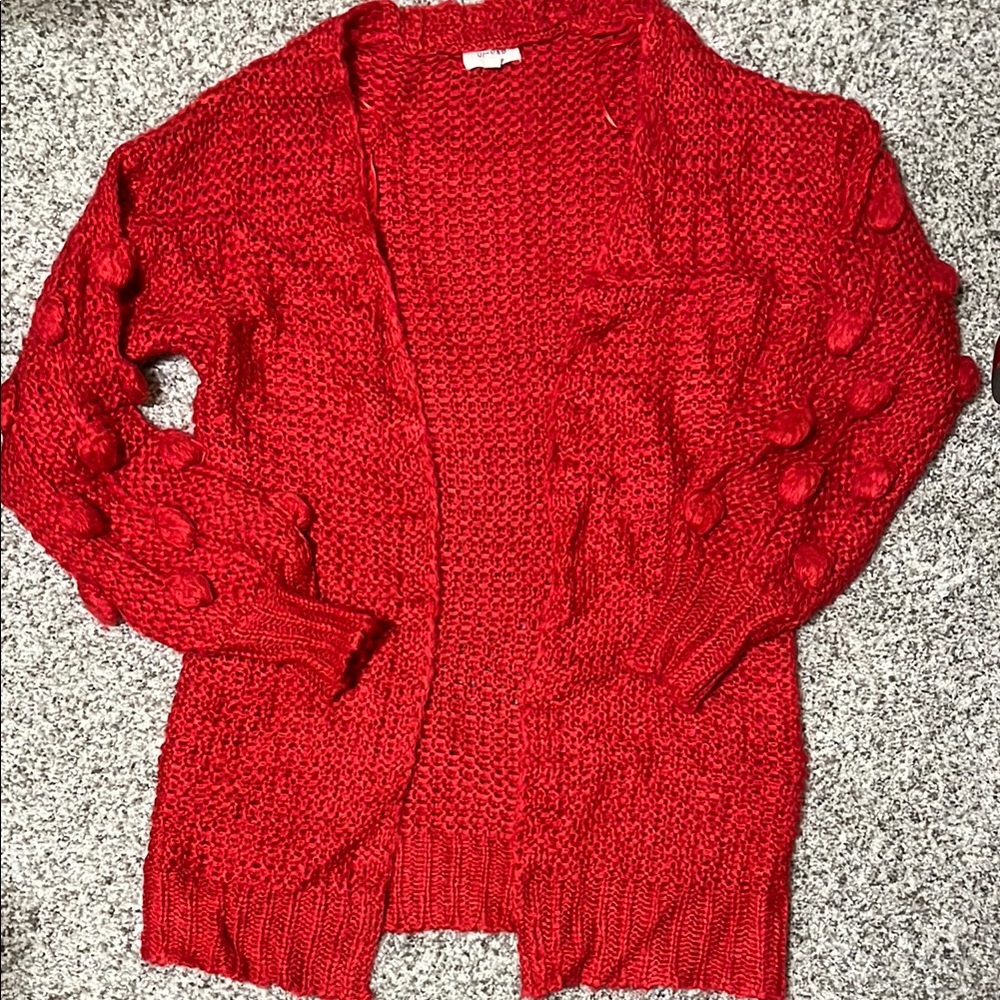 Umgee Red Cable Knit Cardigan Sweater